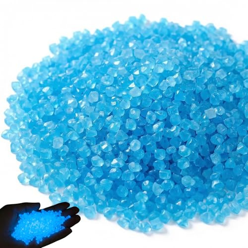 JIXLOUR Pierre Aquarium Lot de 6000 Petits Graviers Lumineux en Résine - Gravier Décoratif 3-5 mm 150 g (Bleu Clair) - Idéal pour l'Aquarium et la Décoration Intérieure