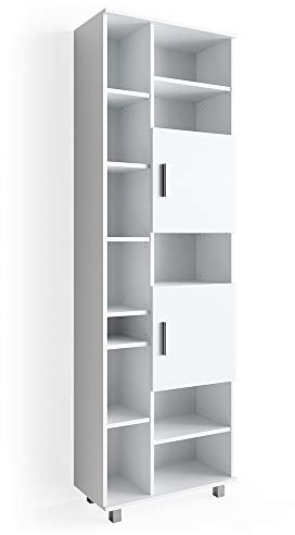 Vicco Badschrank Weiß Ilias 60x190x30 cm - Wäscheschrank, Praktische Ablage für Handtücher, Pflegeprodukte & Accessoires
