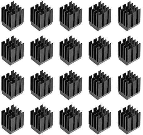 sourcing map Heatsink with Thermal Conductive Adhesive Tape 9 x 9 x 12mm Black 20pcs