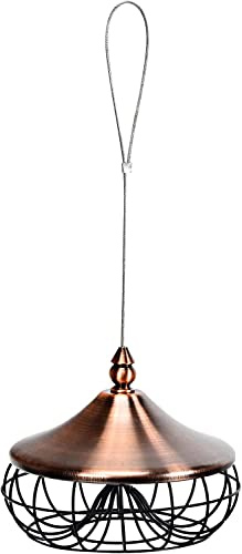 COSTWAY tisdumpling hållare, fågelfoderstation med järngaller för upphängning, foderstation för vilda fåglar, fågelmatare för titddumplings, metall, för trädgård, balkong, terrass, 17 x 17 x 14 cm