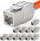 hb-digital 12x Module Keystone RJ45 CAT 6a Prise Réseau 10 Gbit/s STP Blindé AWG 22-24 Connexion LSA Sans Outil pour Câble Ethernet LAN, Panneau de Brassage et Prise Murale