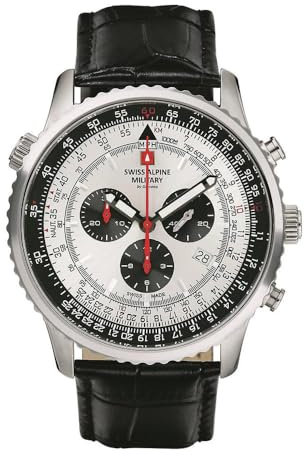 Swiss Alpine Military Herren Uhr Analog Quarz 7078.9 Leder