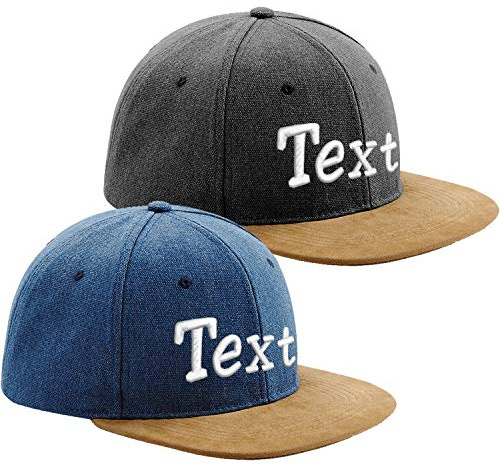 Nashville print factory Suede Peak Snapback Cap Bestickt mit Name Wunschtext Mütze Basecap Canvas Cappy