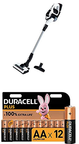 Theo Klein 6812 Bosch Unlimited Staubsauger I Batteriebetriebener Staubsauger mit Saug- und Soundfunktion I Dreh- und entfernbarer Bodendüse + Duracell Plus AA Alkaline-Batterien, 12er Pack