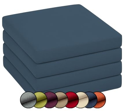 chilly pilley Stuhlkissen Gartenkissen Gartenstühle Stuhlauflage Stuhlpolster Sitzkissen Abnembar Bezug Mit Reißverschluss Auflage Set Garten Kissen (4X 50x50x5, Blau)