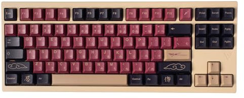 129 Keys Japanese Keycaps PBT Dye-Sub Red Samurai Keycap Set Fit for 61/64/87/104/108 Cherry Mx Switches Mechanical Keyboard