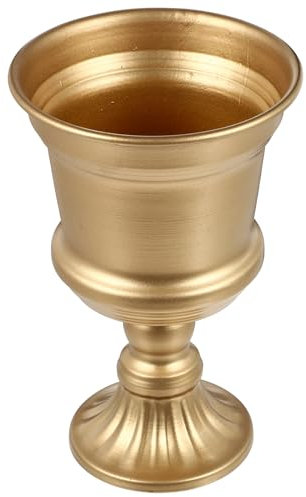 Yardwe Iron Urn Planter, Rustic Metal Flower Pots Decoration Vase for Wedding Party Home Garden Porch Front Door Decoration (Gold)