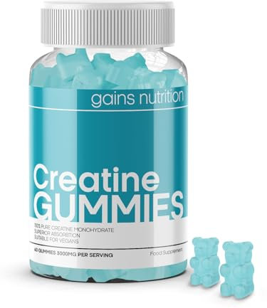 GN Gommose Creatina | 60 Caramelle Masticabili di Creatina per Uomini e Donne - 3000 mg di Creatine Monoidrato per Dose | Gusto Frutti di Bosco, non OGM e Adatto per Vegani e Vegetariani