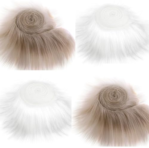 4 Stück Kunstfell Bordüre Kunstpelz Band Fellstoff, Pelz Stoff Schnitte Flauschige Kunstfell Bordüre Pelz Patches ideal zum Basteln Nähen Dekoband Plüsch Trim Stoffrolle,Teppich Nähen Basteln 5x150cm
