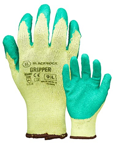 Blackrock Latex Coated Gripper Safety Work Gloves, Size Large | Men's & Women's Working Grip, Ideal For Heavy Duty Gardening, Handling, Manufacturing, Agriculture, Building & Construction
