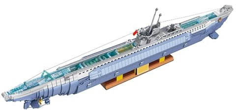 Auforua Technik U-Boot U-552 Modellbausatz, Mit 6172 Teile und 17 Soldat Figuren, WW2 Deutsches U-Boot Klemmbausteine MOC Uboot Bausteine Set, Keine Originalverpackung