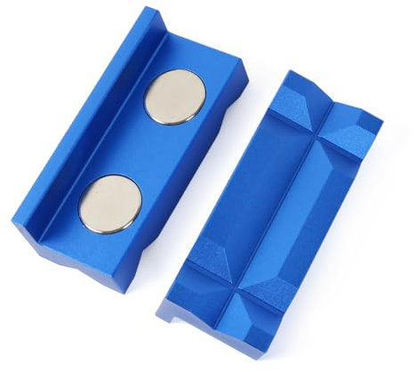 MUGE RACING 4 Vise Jaws Pads, Strongly Magnetic Aluminum Vice Jaws Pads, Professional Grade Multi-Purpose Vise Jaw Protective Inserts for Any Metal Bench Vice,Blue