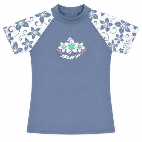 Kidz Swimmers Rashguard anti-UV UPF 50+ Denim délavé pour fille, Denim décoloré, 13-14 ans