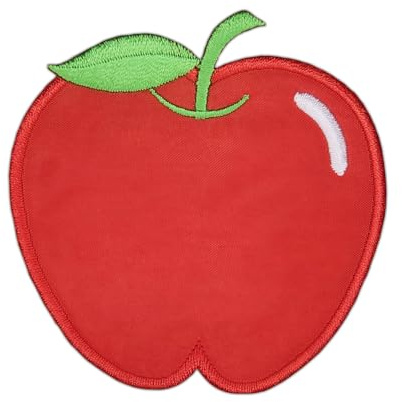 Apfel Rot Aufnäher zum aufbügeln oder aufnähen Bügelbild Aufbügler für Kleidung gestickter Bügelpatch Applikation Patch Größe 7,5 x 8,0 cm