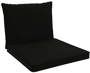 POKAR Loungekissen Stuhlkissen für Stuhl Rattanmöbel Gartenmöbel Kissen, 2er Set (1x Sitzkissen 60x60x5 cm + 1x Rückenlehne 60x40x15 cm), Schwarz