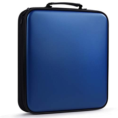 Fanspack DVD Storage CD Case Holder 160 Capacity CD Sleeves Blue Disc Cases Binder for Car - Protective CD Hard Organizer Box - Large DVD Wallet for Movie/Music/Game & Portable CD Book