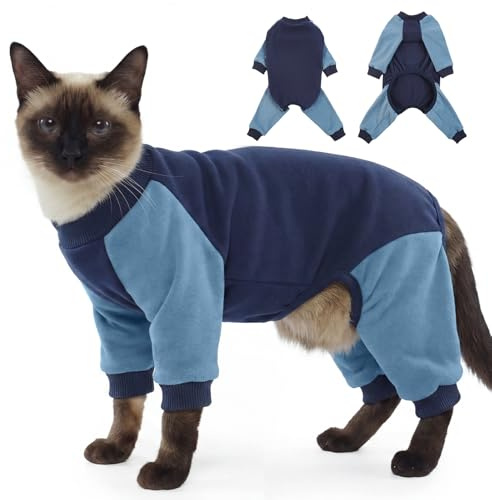 DENTRUN Katzen Recovery Anzug Kätzchen Haarhaftender Strampler Chirurgische Kegel Alternative Hemden für weibliche und männliche nach Operation Haar Verbreitungs Präventions Kleidung Schlafanzug nur