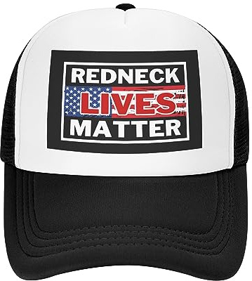 FWJZDSP Redneck Mesh Hat American Redneck Lives Matter Mesh Cap für Männer Frauen BlackBaseball Cap Trucker Hat