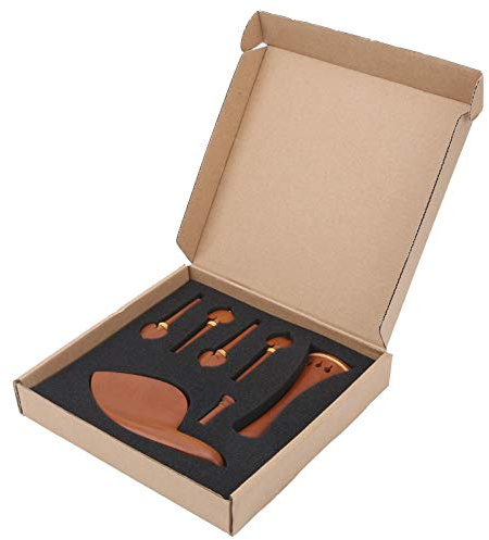 Violin Teile, Hochwertige Palisander Kinnstützen Endstift und Saitenhalter Heringe, Geigen Zubehör 4/4 Gewinde, Ersatz mit Mahagoni Farbe für Profis, Anfänger, Reparaturen und Konzerte