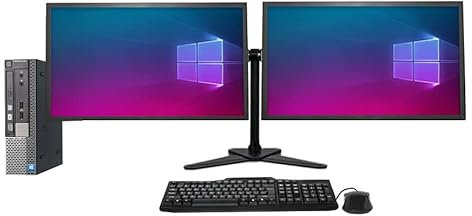 Dell Complete Dual 22 inch Monitors OptiPlex USFF PC Set - Intel Core i5-4570S - 8GB RAM - 128GB SSD - 300MBPS USB WiFi - Windows 11 Pro 64-Bit Desktop PC Computer (Renewed)