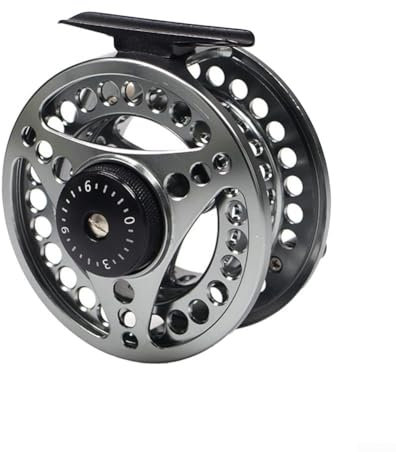 Fliegenrolle aus Metall mit einfachem Einstellmechanismus, ideal zum Salzwasserangeln, 56 mm (grau)