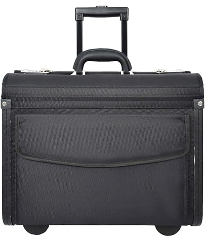 House Of Leather Rolling Pilot - Estuche organizador de oficina con ruedas para ordenador portátil, color negro, Black, L, Estuche Pilot