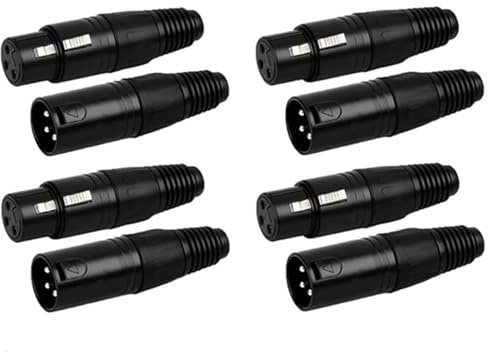 AGTEHBZ 8 PCS 3 Pin XLR Solder Connector, 4 Male and 4 Female XLR Mic Snake Plug, Microphone Audio Socket for High Conductivity and Ultra-low Noise