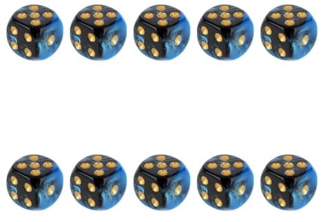 Set di 10 cubi poliedrici D6 a sei lati, 16 mm, dadi da gioco in acrilico, bicolore colorato, blocco di Dice, Six Sided Die, per giochi di ruolo, giochi da tavolo, blu perla