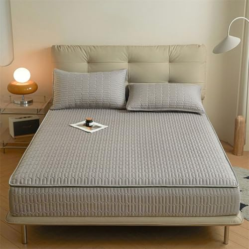 MCBHSH Coprimaterasso Matrimoniale con Cerniera、Copri Proteggi Materasso Imbottito, Singolo Proteggi Materasso con Angoli Letto Traspirante Lenzuolo-C-160×200+25cm