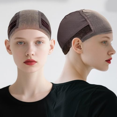 VLYX Verstellbare Perückenkappe mit Anti-Rutsch-Band – 4x5 breitere transparente Spitze für kleberlose Lace-Front-Perücken, atmungsaktive Perückenkappe (Braun)