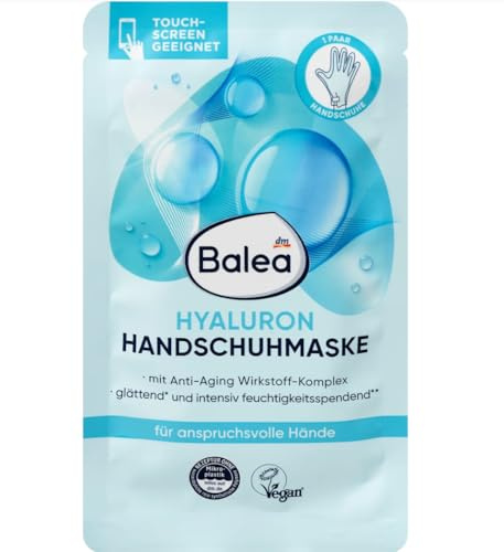 Balea Hyaluron Handschuhmaske, 1 Paar, mit Anti-Aging Wirkstoff-Komplex, feuchtigkeitsspendend