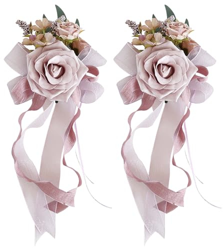 Ziyero 2 Stück Autoschmuck Hochzeit Autoschleifen Hochzeit Hochzeitsdeko Autoschmuck Hochzeitsschleifen fürs Auto, Auto Schleifen Hochzeitsdeko Auto für Party, Rosa