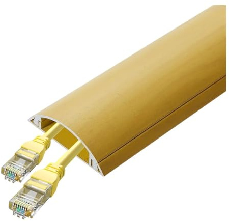 3.3 Ft D Channel Cable Concealer, Aluminum Alloy Ethernet Cables Conduit Pc Cords Hider Self Adhesive Wires Management Kit(Yellow,Outer Width 47.1mm)
