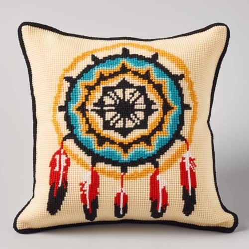 JUYIYUANFUZH Kit De Gancho De Pestillo De CojíN Kit Ganchillo Juego De Cojines De Anudado AtrapasueñOs A Kits De Gancho De Pestillo Para Adultos 43 X 43 Cm