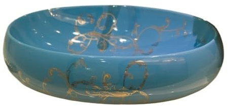 YHxFlux Durevole Lavabo da appoggio in Ceramica for Bagno, lavabo Ovale Artistico Facile da installare(Blue)