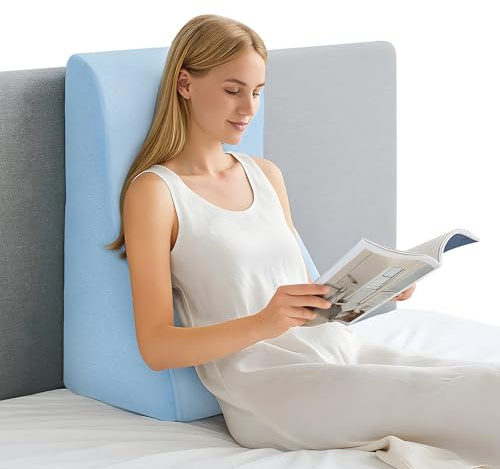 Youyijia Rückenkissen Lesekissen für Bett und Sofa Keilkissen Bett Lesekissen Ergonomisches Keilkissen Rückenkissen Sofa Bequemes Rückenkissens Zum Lesen Fernsehen Spielen & Entspannen (Blau)
