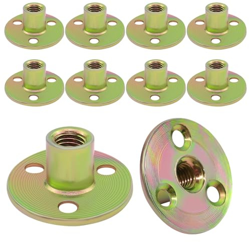 Tuercas de brida M10 T, 10 unidades, acero frío 08A, conector de brida de 3 agujeros, tuerca en T, tuercas de inserción para fijación de muebles de conexión