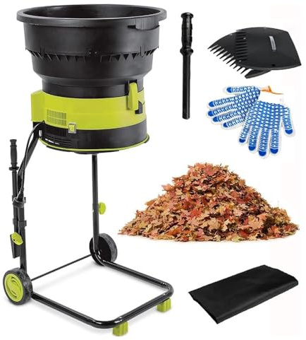 HajMyrdonyx Electric Leaf Mulcher Shredder 2500W with Wheels, 8000RPM Chipper, Garden Compost Shredder, Compost Shredder Leaf Crusher,54cm Wide Hopper for Pine Needles, Thatch Powercord×50m