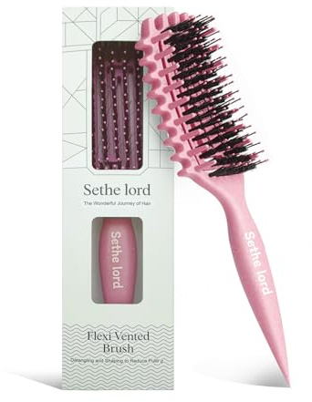 Detangler Brush – Curly Hair Brush for Women, Men & Kids | Flexi Vented Brush with Unique Comb Structure for Wet or Dry Strands (Blush Pink)