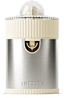 Guzzini, Sous Chef, Spremiagrumi con Coperchio Antipolvere, 100W, Acciaio Inox, Bio-Based, Doppio Cono 2-in-1, Beccuccio Salvagoccia (Cream)