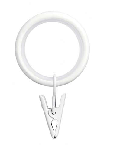 Fenster DEKOR Gardinenringe mit Klammer Leise 10er Pack Ø 19mm Weiß