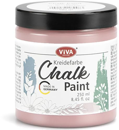 Viva Decor Chalk-Paint - Powder Pink - Rosa 250ml - Kreidefarbe für Möbel, Wand und Deko, Mattes Finish, Hochpigmentiert, Ideal für Shabby Chic & Vintage Look für Holz und andere Oberflächen