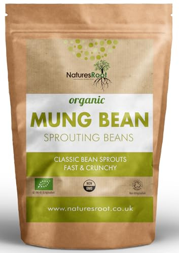 Natures Root Organic Mung Bean Sprouting Seeds 500g - Superfood | Non GMO | Microgreen Sprouts | Garden Planting | Vegetable Gardening