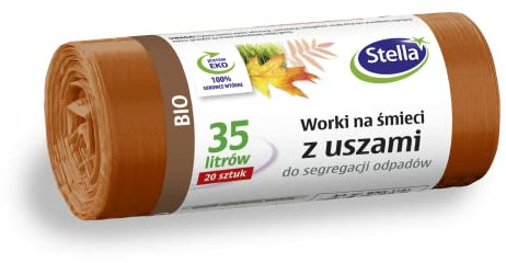 Stella 032181 - Sacchetti per la spazzatura con manici per la separazione dei rifiuti organici, 35 l, 20 pezzi, per rifiuti domestici, ufficio, in pellicola di polietilene a bassa densità di