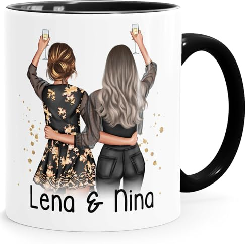 SpecialMe® Tasse beste Freundin personalisiert Geschenk Schwester Mama Freundschaft Friends BFF Inner-schwarz Keramik-Tasse