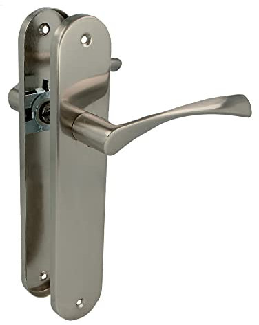 Amig - Jeu de poignées avec plaque en acier pour porte | Mod. ISHI PB | 240 x 45 mm | Carré de 8 mm | Design élégant et simple | Sans embout buccal | Aluminium Nickel brossé, 24022