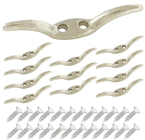 Unlorspy 12 PCS Metal Blind Cord Cleats, 6.5 x 1 cm Blind Cord Winder Safety Rope Cleats with Screws for Window Blinds Boats and Awnings (Metal,Silver)