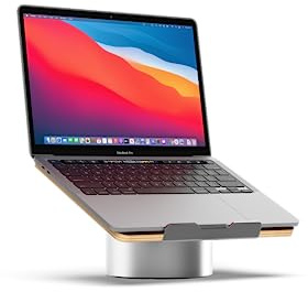 HumanCentric Laptop Riser for Desk in Maple Wood Top and Space Gray Aluminum Base, Compatible with MacBook and Other Laptops Up to 16 Inches, Ergonomic Computer Holder, 25-Degree Angle Tilt