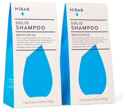 HIBAR Moisturize Shampoo Bar 2-Pack - Solid Bar Shampoo for Hair, Strengthening Formula, Suitable for All Hair Types, Long-Lasting, Travel-Friendly - Plastic Free Bars