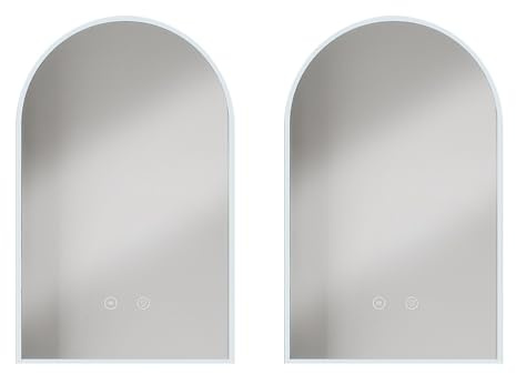 Vente-unique - Lot de 2 miroirs de Salle de Bain en Arche Anti buée avec LEDs - L50 x H80 cm - ARCADI